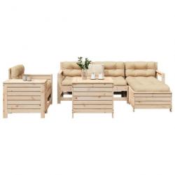 Salon de jardin 7 pcs bois de pin massif