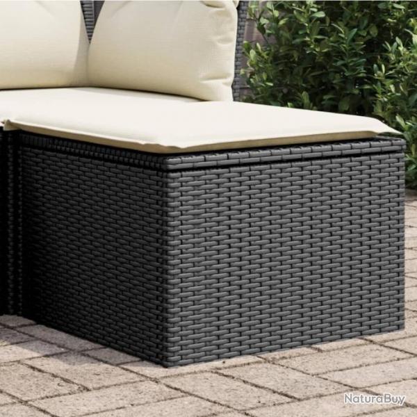 Tabouret de jardin avec coussin noir 55x55x37 cm rsine tresse