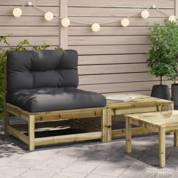 Canap de jardin sans accoudoirs avec coussins et repose-pieds