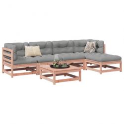 Salon de jardin 6 pcs et coussins bois massif sapin de douglas