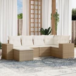 Salon de jardin avec coussins 6 pcs beige résine tressée