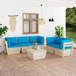 Salon de jardin palette 6 pcs avec coussins Épicéa imprégné