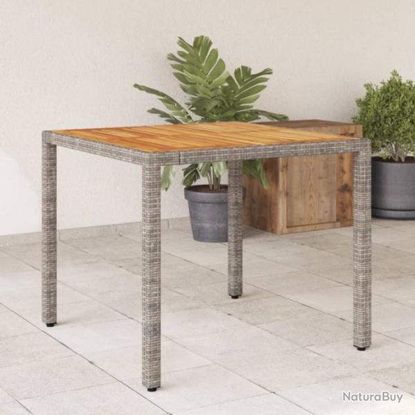 Table de jardin et dessus en bois d'acacia gris rsine tresse