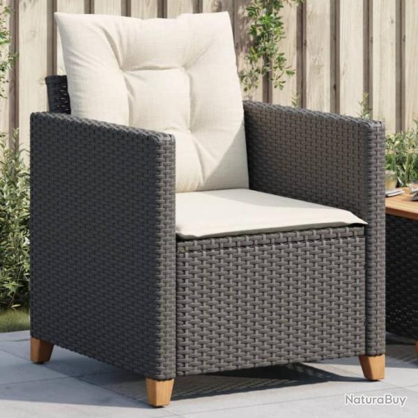 Chaise de jardin avec coussins noir rsine tresse