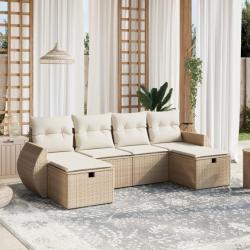 Salon de jardin avec coussins 6 pcs beige résine tressée