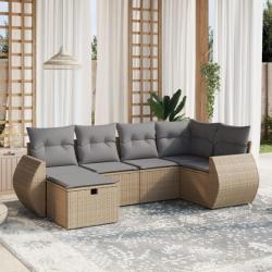 Salon de jardin avec coussins 6pcs mélange beige résine tressée