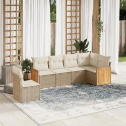 Salon de jardin avec coussins 6 pcs beige résine tressée