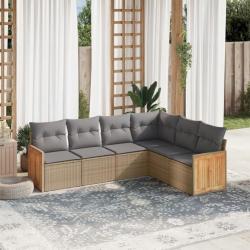 Salon de jardin avec coussins 6 pcs beige résine tressée