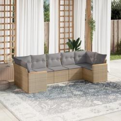 Salon de jardin avec coussins 7 pcs beige résine tressée