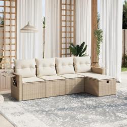 Salon de jardin avec coussins 5 pcs beige résine tressée