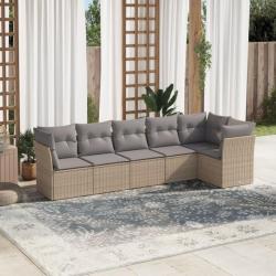 Salon de jardin avec coussins 6 pcs beige résine tressée