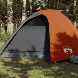 Tente de camping 4 personnes gris et orange imperméable