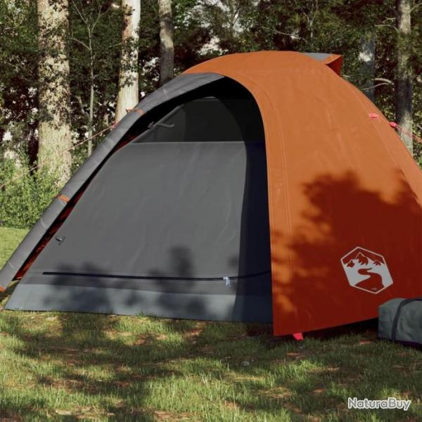 Tente de camping 4 personnes gris et orange impermable