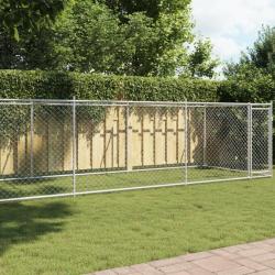 Cage pour chien avec porte gris 8x2x1,5 m acier galvanisé