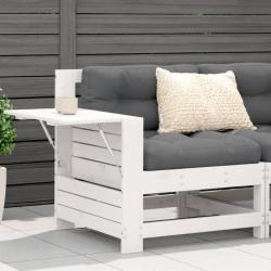 Canapé de jardin accoudoir et table d'appoint blanc massif pin
