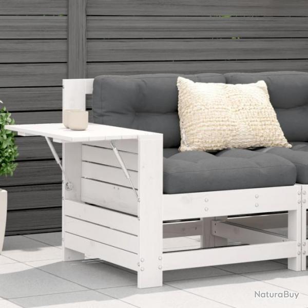 Canap de jardin accoudoir et table d'appoint blanc massif pin