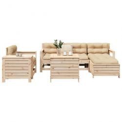 Salon de jardin 7 pcs bois de pin massif