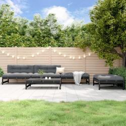 Salon de jardin 5 pcs noir bois massif de pin