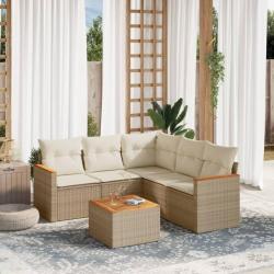 Salon de jardin avec coussins 6 pcs beige résine tressée