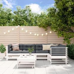 Salon de jardin 6 pcs Blanc Bois de pin massif