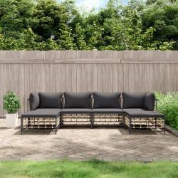 Salon de jardin 6 pcs avec coussins anthracite résine tressée