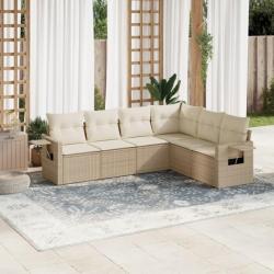 Salon de jardin avec coussins 6 pcs beige résine tressée