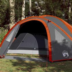 Tente de camping 4 personnes gris et orange imperméable