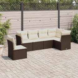 Salon de jardin avec coussins 6 pcs marron résine tressée