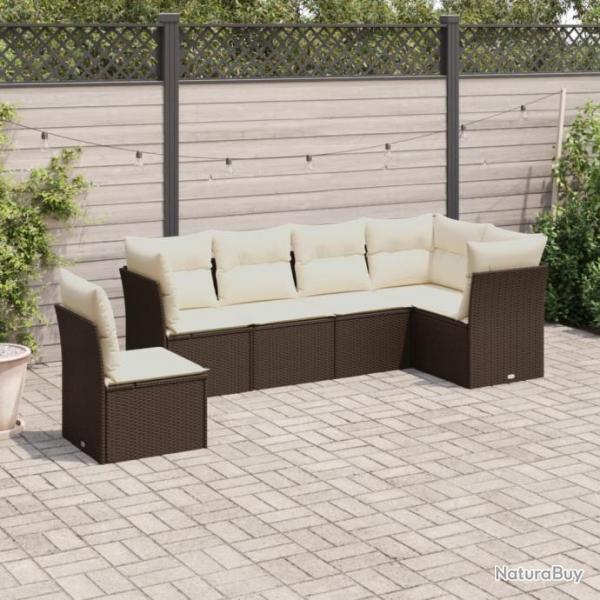 Salon de jardin avec coussins 6 pcs marron rsine tresse