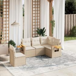 Salon de jardin avec coussins 5 pcs beige résine tressée