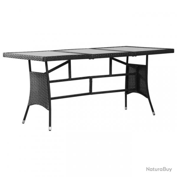 Table de jardin noir 170x80x74 cm rsine tresse