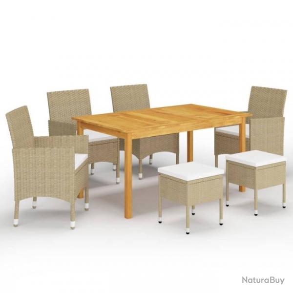 Ensemble de salle  manger de jardin 7 pcs Beige