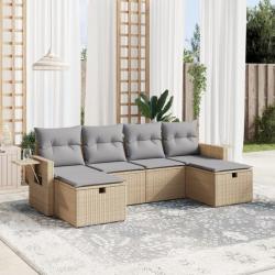 Salon de jardin avec coussins 6pcs mélange beige résine tressée