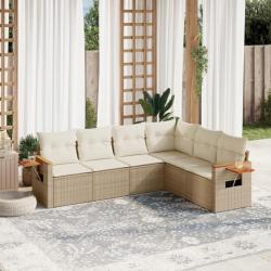 Salon de jardin avec coussins 6 pcs beige résine tressée