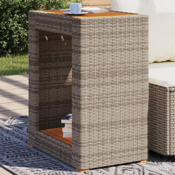 Table d'appoint de jardin dessus en bois gris 60x40x75 cm