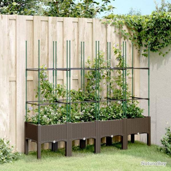 Jardinire avec treillis marron 160x40x142,5 cm PP