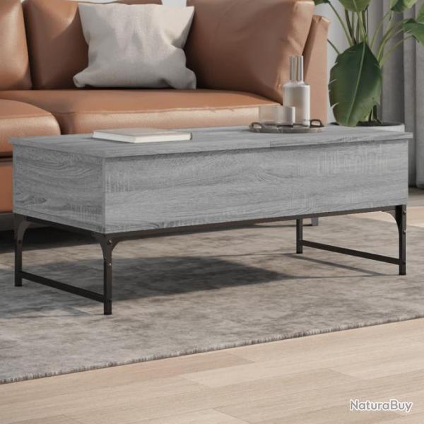 Table basse sonoma gris 100x50x40 cm bois d'ingnierie et mtal