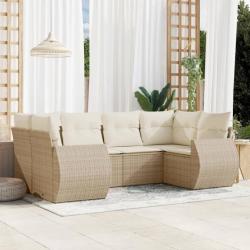 Salon de jardin avec coussins 6 pcs beige résine tressée