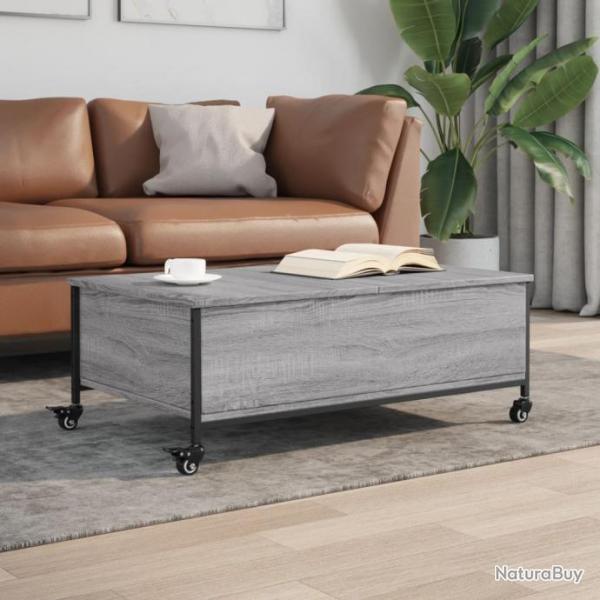 Table basse avec roulettes sonoma gris bois d'ingnierie