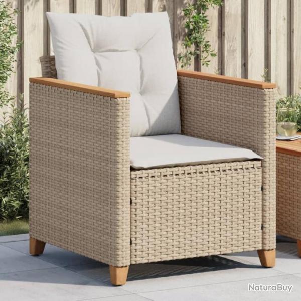 Chaise de jardin avec coussins beige rsine tresse