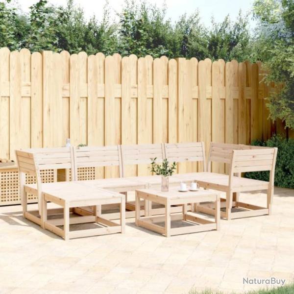 Salon de jardin 6 pcs bois de pin massif