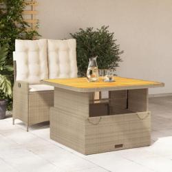 Ensemble à manger de jardin et coussins 2 pcs beige poly rotin