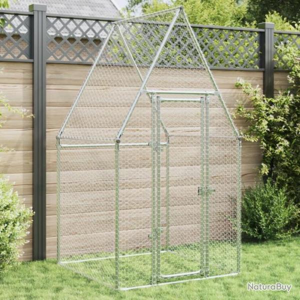 Cage pour poules argent 100x100x190 cm acier galvanis