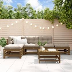 Salon de jardin 6 pcs Marron miel Bois de pin massif