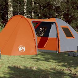 Tente de camping 6 personnes gris et orange imperméable