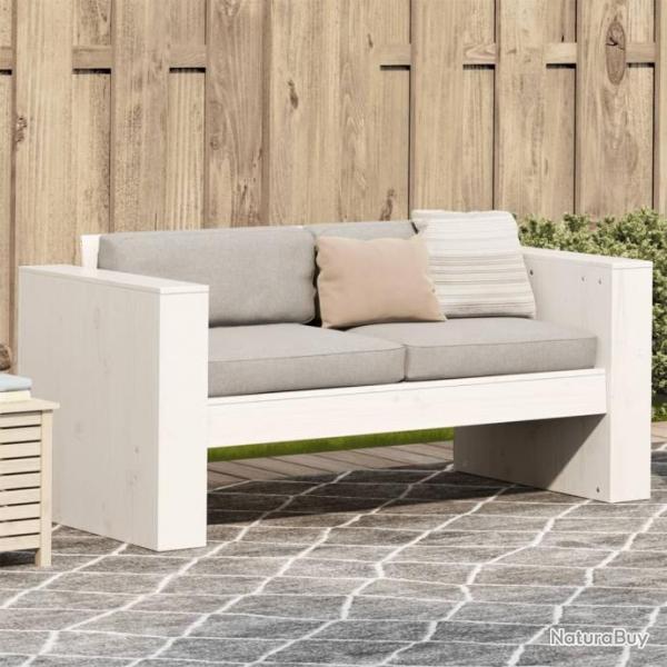 Canap de jardin 2 places blanc 134x60x62 cm bois de pin massif