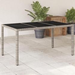 Table de jardin dessus en verre gris clair résine tressée