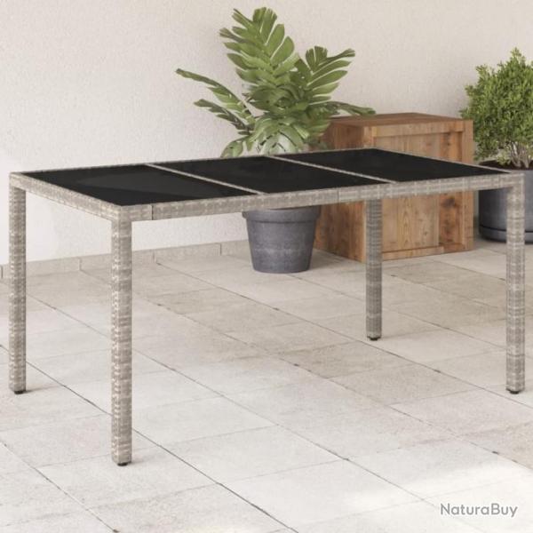 Table de jardin dessus en verre gris clair rsine tresse