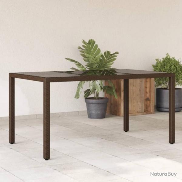 Table de jardin avec dessus en verre marron rsine tresse