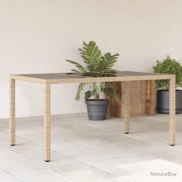 Table de jardin avec dessus en verre beige rsine tresse